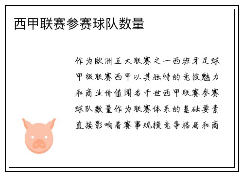 西甲联赛参赛球队数量